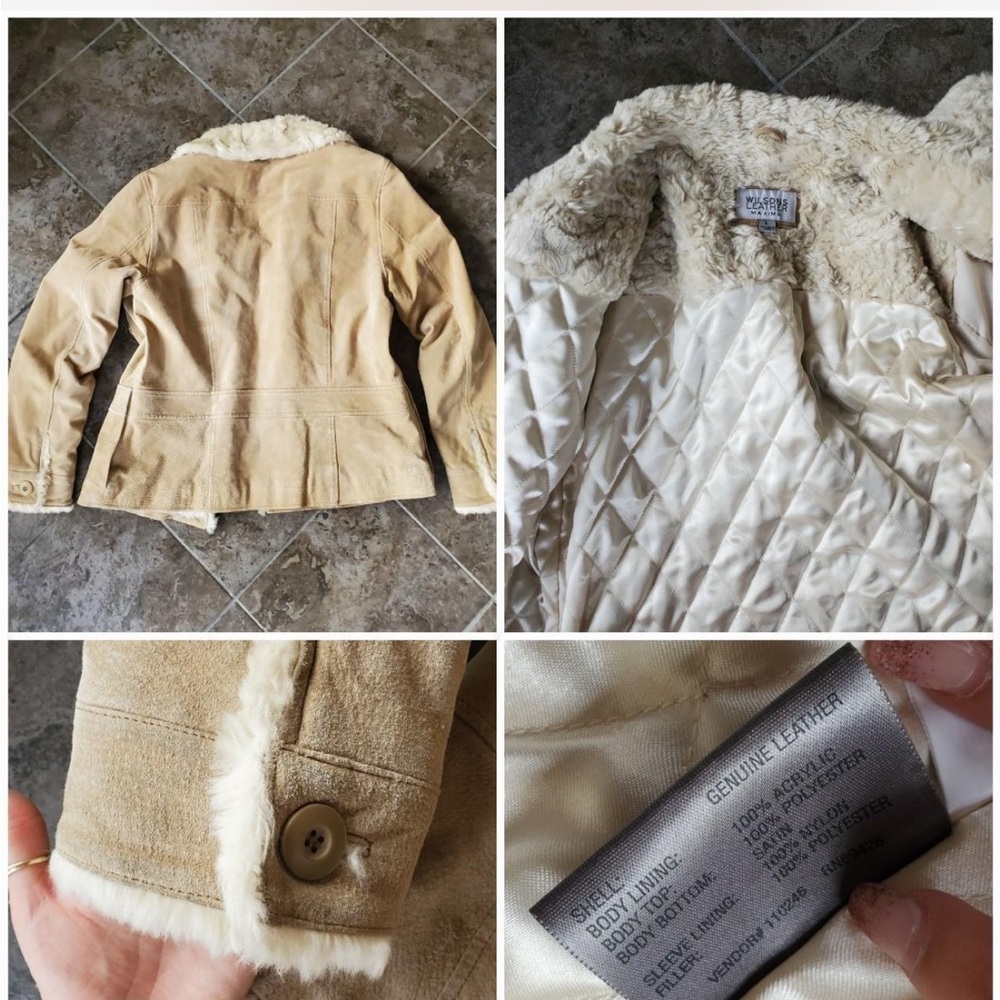 Leather Suede Shearling Jacket Vintage - image 4